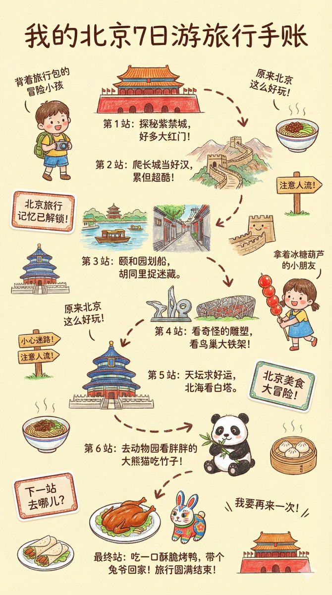 儿童蜡笔旅行手账插画师 示例图